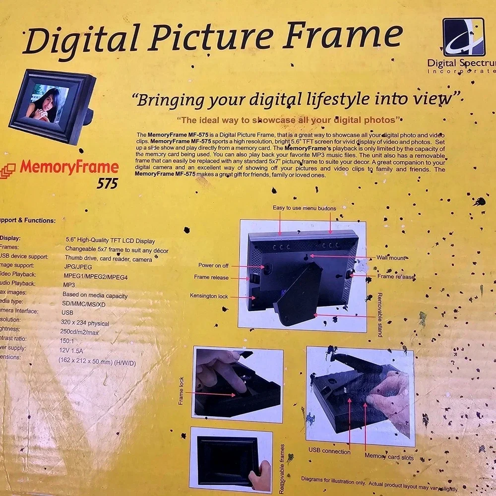 Digital Spectrum MemoryFrame 575 USB Digital Photo Frame Plays MP3 Audio‎ Video